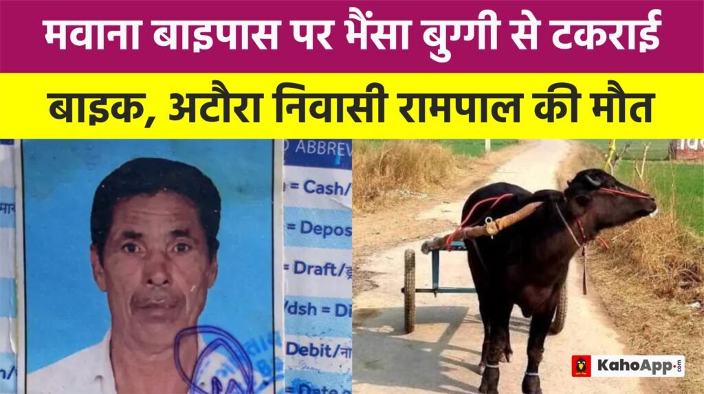 मवाना बाइपास पर भैंसा बुग्गी से टकराई बाइक, अटौरा निवासी रामपाल की मौत